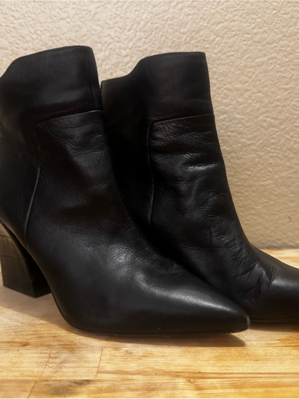Franco Sarto Venture Black Leather Ankle Booties